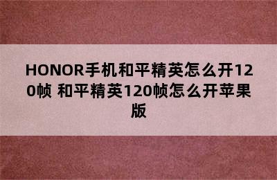 HONOR手机和平精英怎么开120帧 和平精英120帧怎么开苹果版